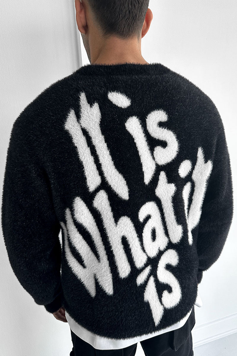 It Is What It Is' Mohair Crew Neck Sweatshirt - Black