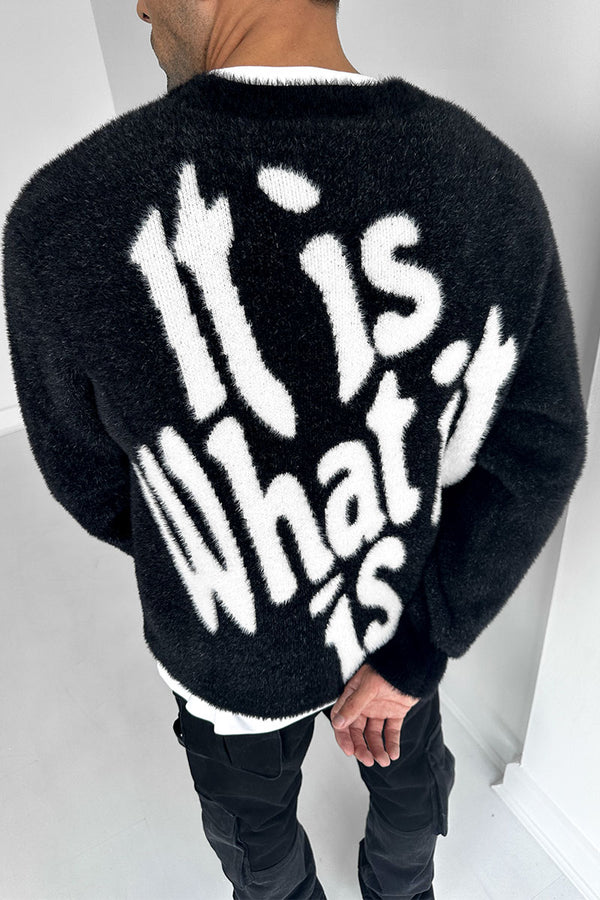 It Is What It Is' Mohair Crew Neck Sweatshirt - Black