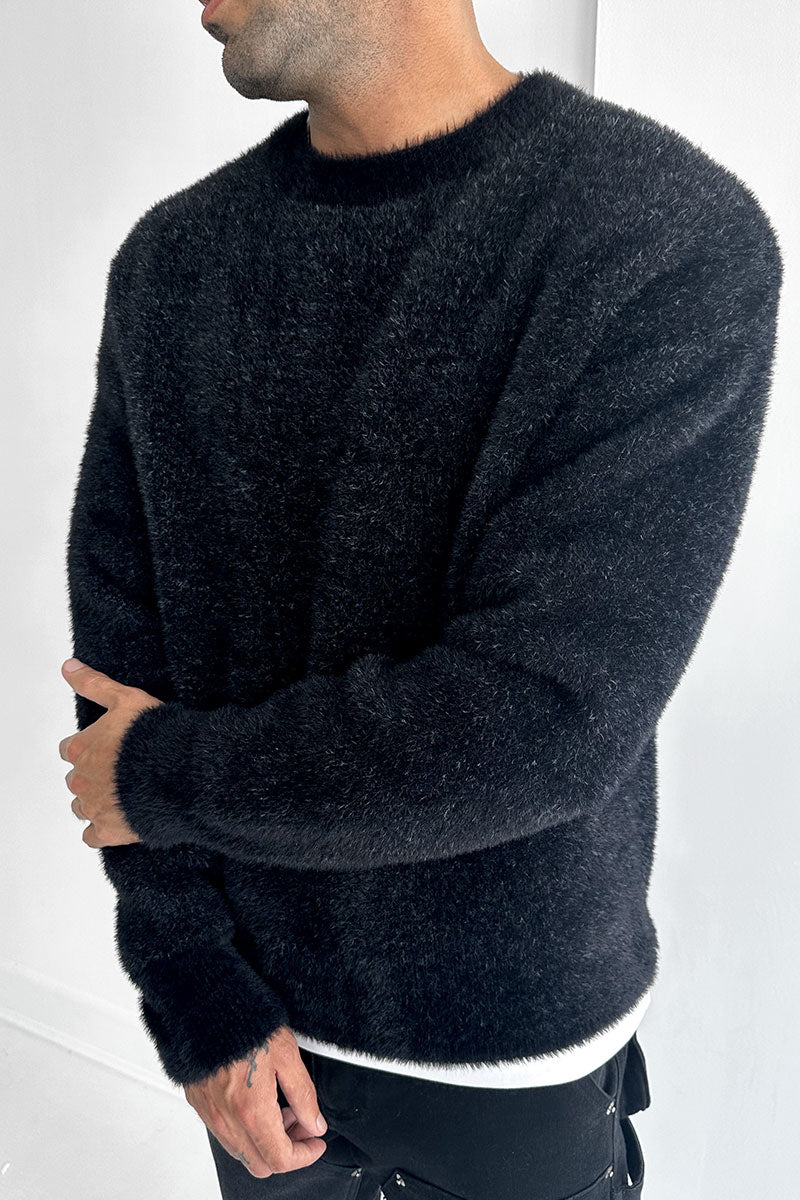 It Is What It Is' Mohair Crew Neck Sweatshirt - Black