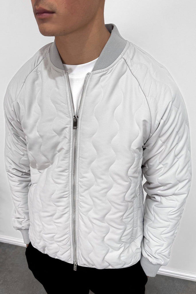 Quilted Ripstop Bomber Jacket - Grey