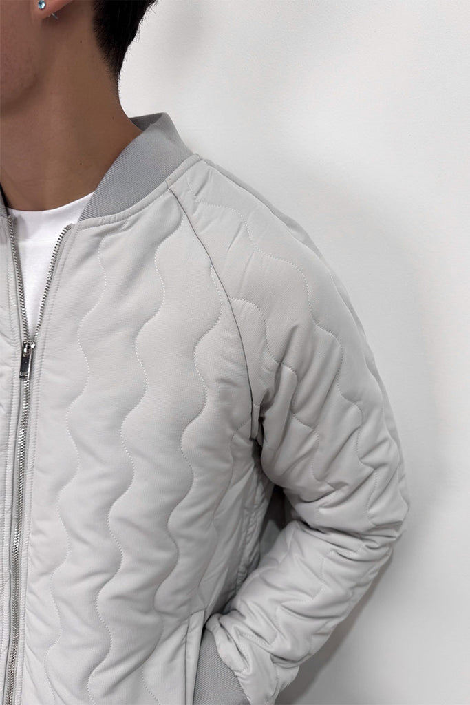 Quilted Ripstop Bomber Jacket - Grey