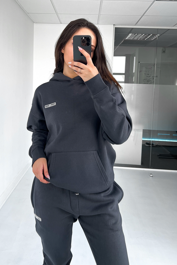 Womens Day To Day Slim Fit Full Tracksuit - Charcoal Grey