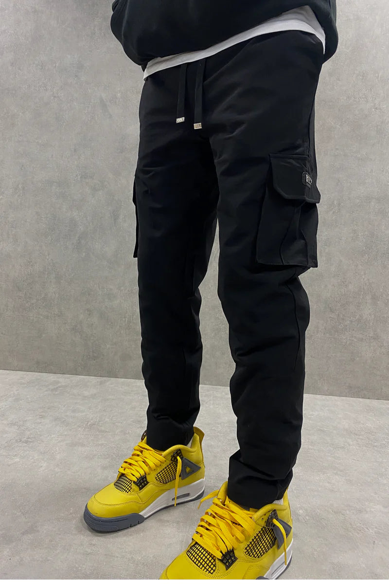 Hollister drawstring military cargo trousers in black  ASOS