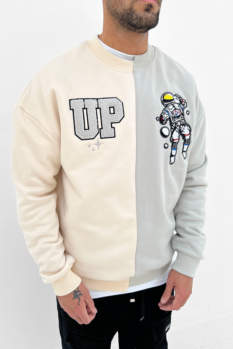 UP Split Panel Sweatshirt - Stone/Grey