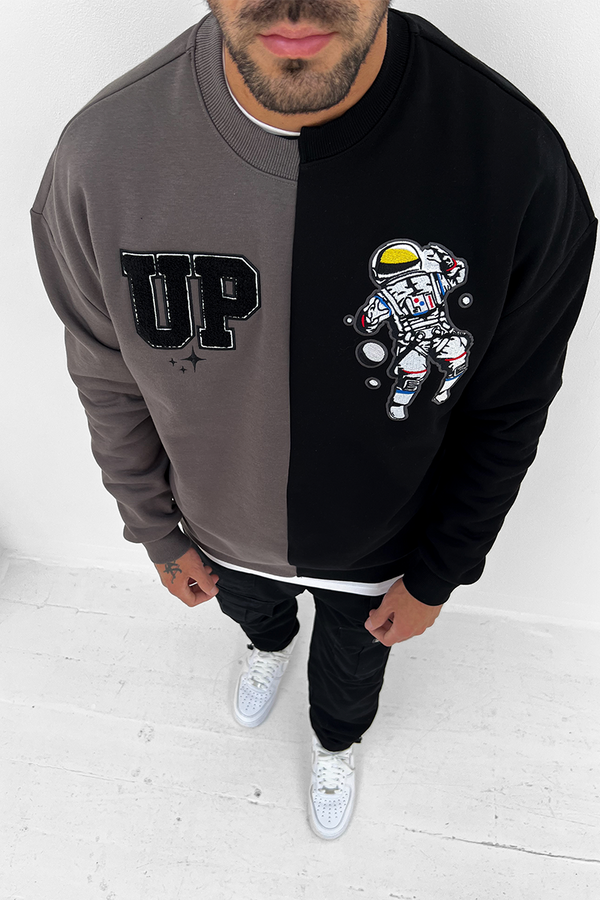 UP Split Panel Sweatshirt - Black/Charcoal