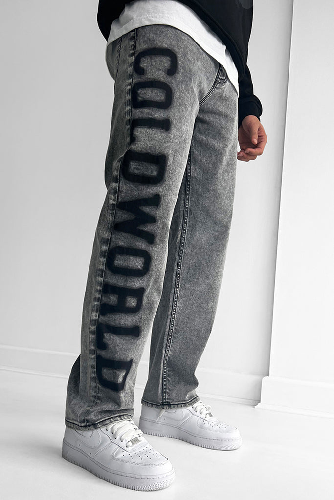 Cold World Straight Leg Jeans - Washed Black