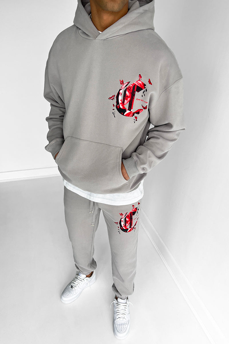 Chaos Will Reign Oversized Full Tracksuit - Grey